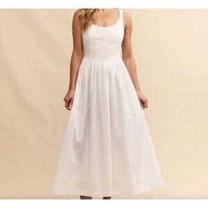 Nobody’s Child White Fitted A-line Marina Midi Dress Size US 6
